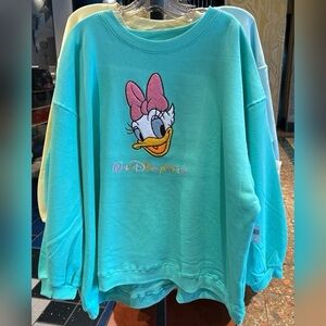 2025 Walt Disney World Daisy Duck Teal Oversized Sweatshirt Pullover Oversized